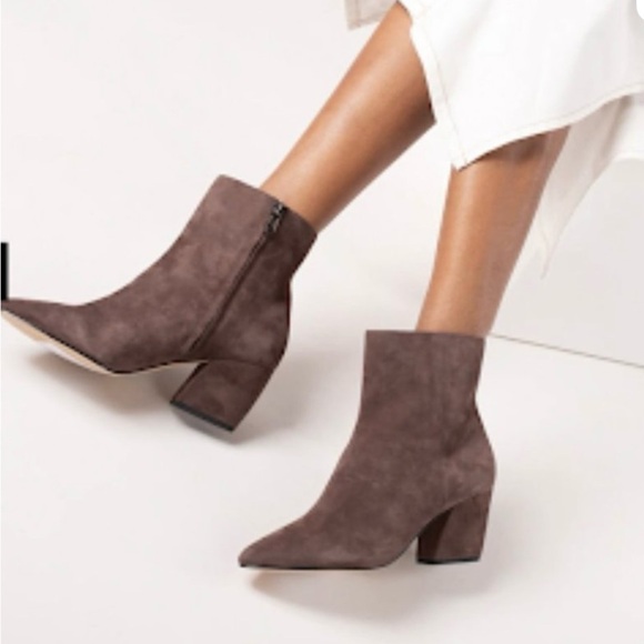 Botkier Shoes - Botkier Sasha Suede Pointed Toe taupe grey Bootie. EUC. 7.5. Suede heel. Classic